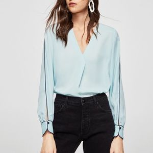 MANGO baby blue blouse